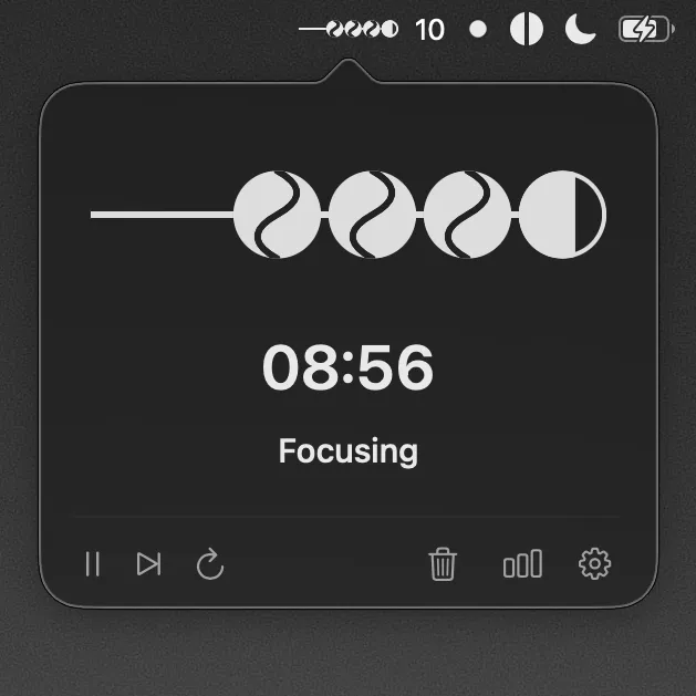 Menu bar focus timer controls